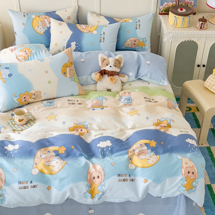 91家纺网 家纺一手货源 找家纺 金丝鸟家纺 2026新款全棉纯棉斜纹特价款四件套 星梦童话