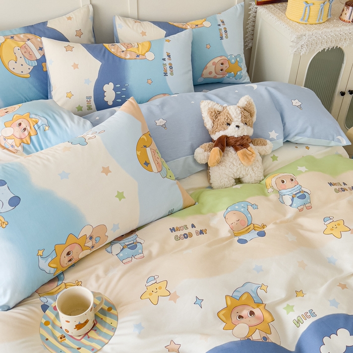 91家纺网 家纺一手货源 找家纺 金丝鸟家纺 2026新款全棉纯棉斜纹特价款四件套 星梦童话