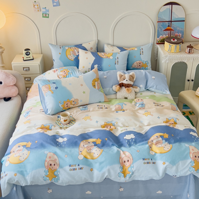 91家纺网 家纺一手货源 找家纺 金丝鸟家纺 2026新款全棉纯棉斜纹特价款四件套 星梦童话