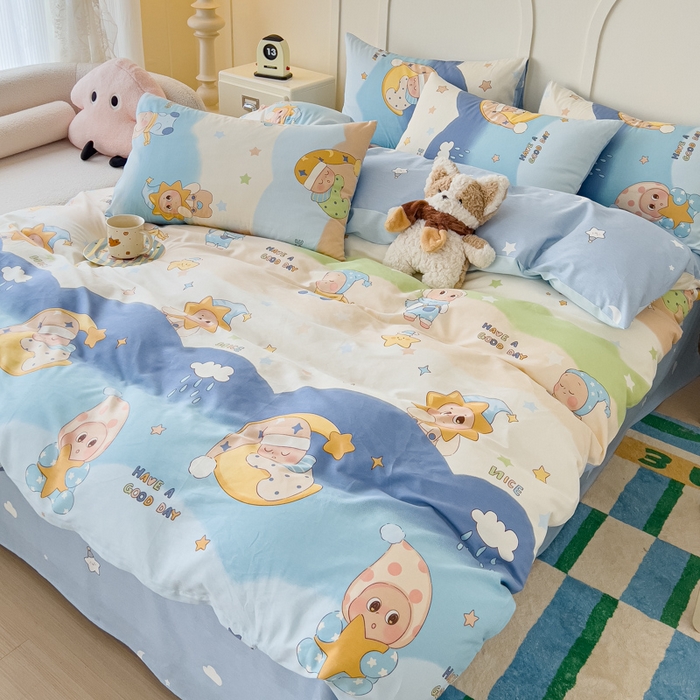 91家纺网 家纺一手货源 找家纺 金丝鸟家纺 2026新款全棉纯棉斜纹特价款四件套 星梦童话