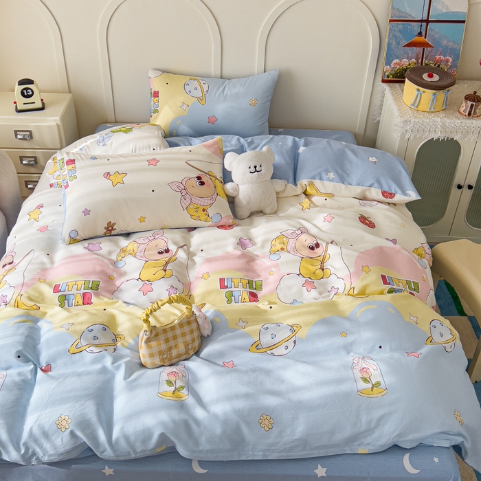 金丝鸟家纺 2026新款全棉纯棉斜纹特价款四件套 星星仔的梦