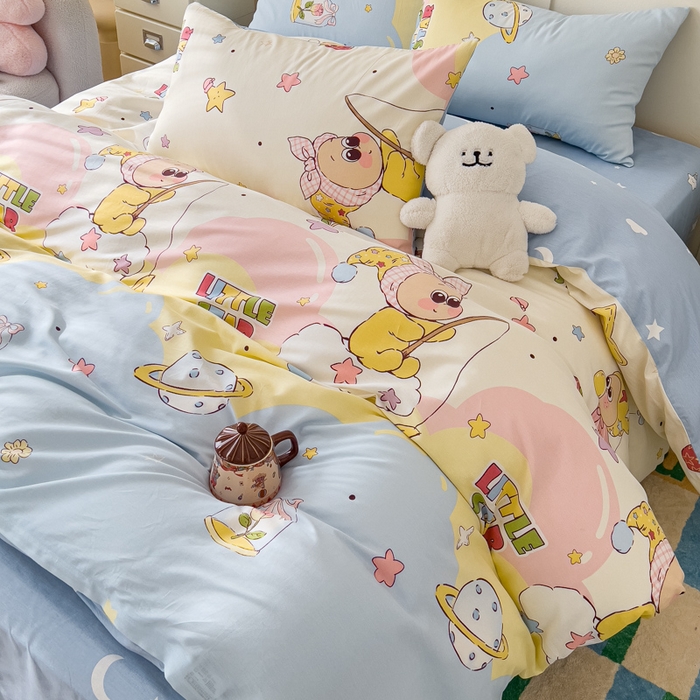 91家纺网 家纺一手货源 找家纺 金丝鸟家纺 2026新款全棉纯棉斜纹特价款四件套 星星仔的梦