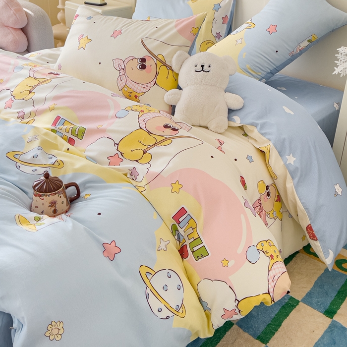 91家纺网 家纺一手货源 找家纺 金丝鸟家纺 2026新款全棉纯棉斜纹特价款四件套 星星仔的梦