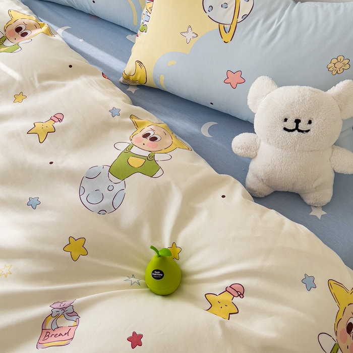 91家纺网 家纺一手货源 找家纺 金丝鸟家纺 2026新款全棉纯棉斜纹特价款四件套 星星仔的梦