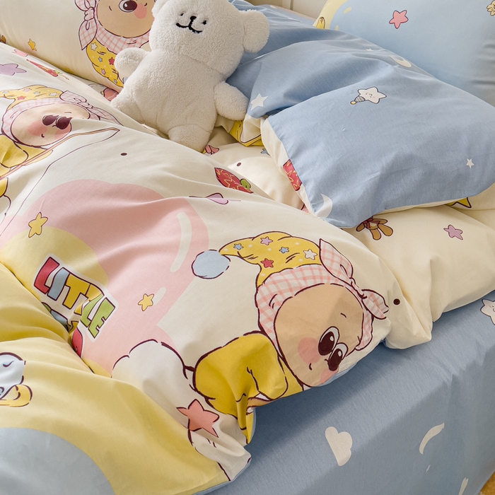 91家纺网 家纺一手货源 找家纺 金丝鸟家纺 2026新款全棉纯棉斜纹特价款四件套 星星仔的梦