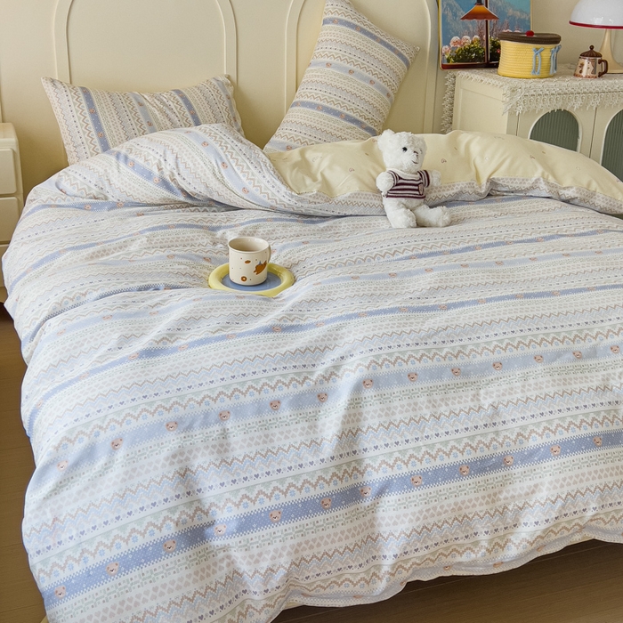 91家纺网 家纺一手货源 找家纺 金丝鸟家纺 2026新款全棉纯棉斜纹特价款四件套 云织熊熊