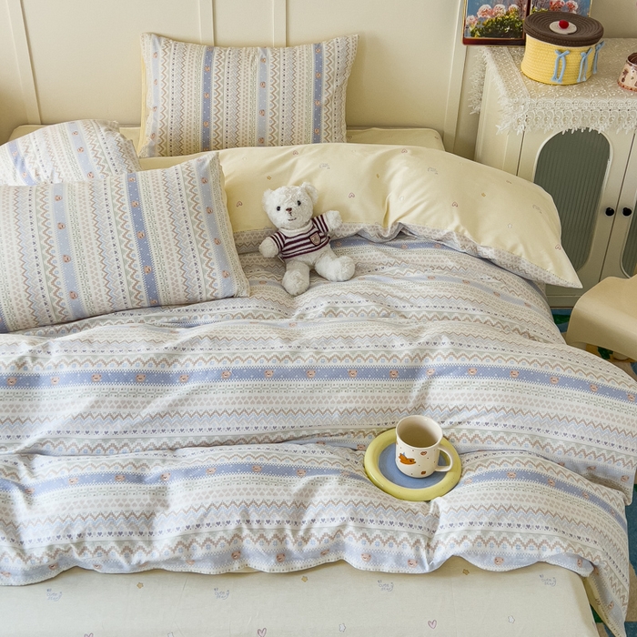 91家纺网 家纺一手货源 找家纺 金丝鸟家纺 2026新款全棉纯棉斜纹特价款四件套 云织熊熊