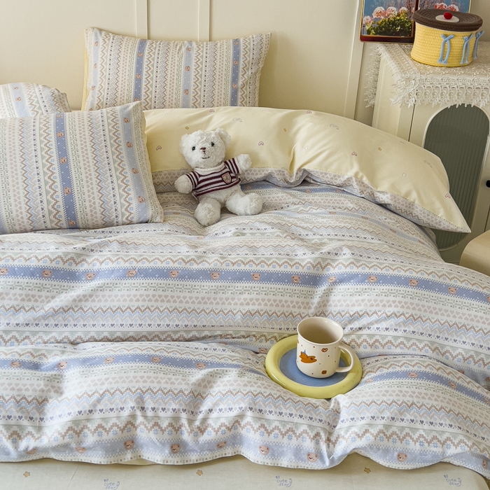 91家纺网 家纺一手货源 找家纺 金丝鸟家纺 2026新款全棉纯棉斜纹特价款四件套 云织熊熊