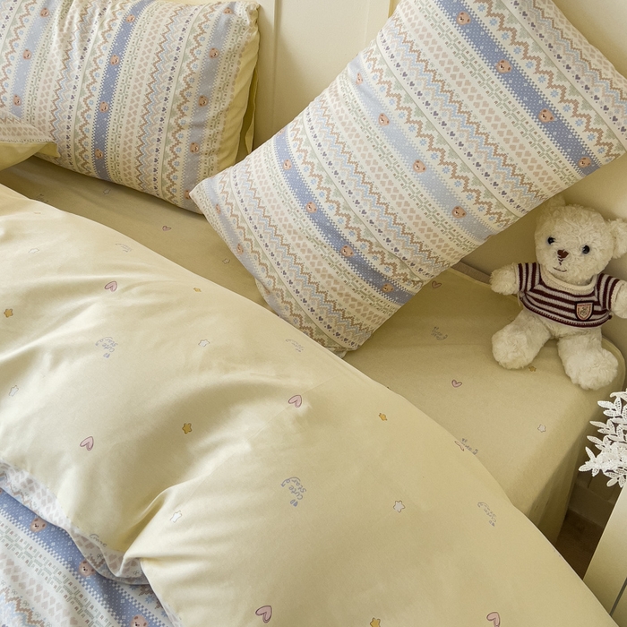 91家纺网 家纺一手货源 找家纺 金丝鸟家纺 2026新款全棉纯棉斜纹特价款四件套 云织熊熊