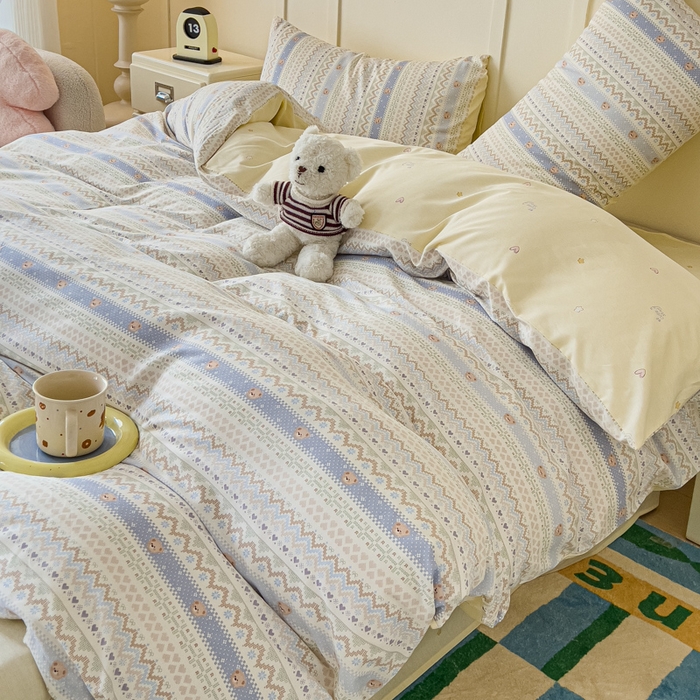 91家纺网 家纺一手货源 找家纺 金丝鸟家纺 2026新款全棉纯棉斜纹特价款四件套 云织熊熊