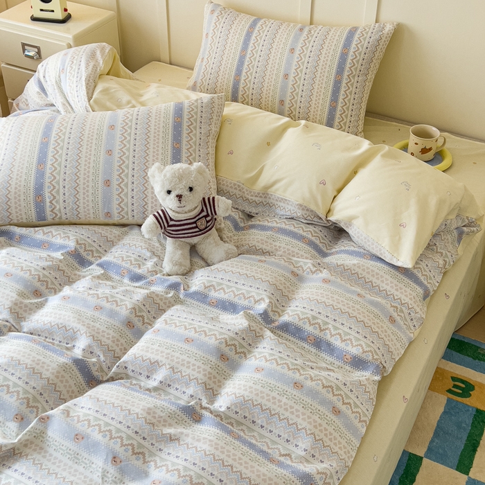 91家纺网 家纺一手货源 找家纺 金丝鸟家纺 2026新款全棉纯棉斜纹特价款四件套 云织熊熊