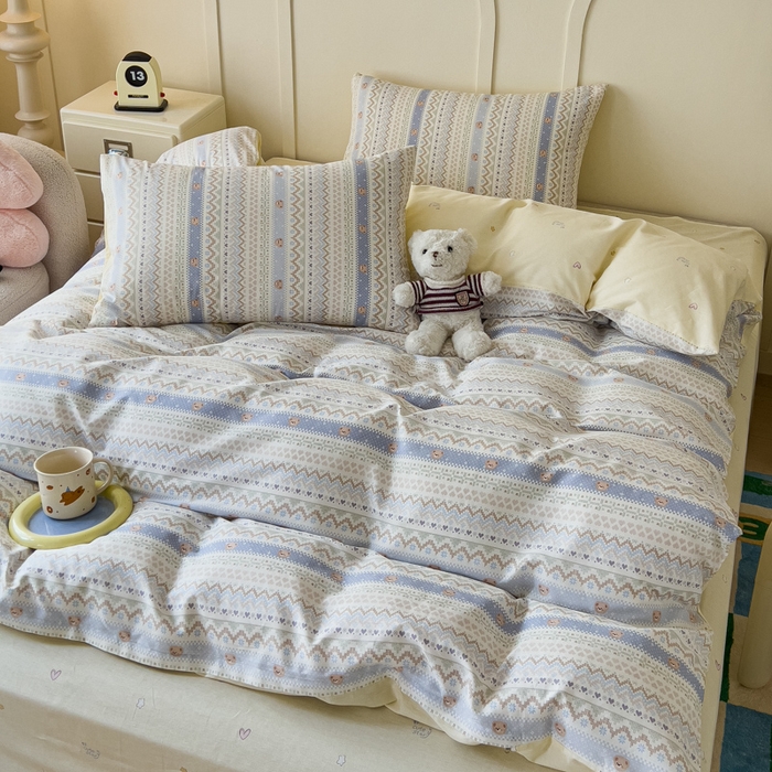 91家纺网 家纺一手货源 找家纺 金丝鸟家纺 2026新款全棉纯棉斜纹特价款四件套 云织熊熊