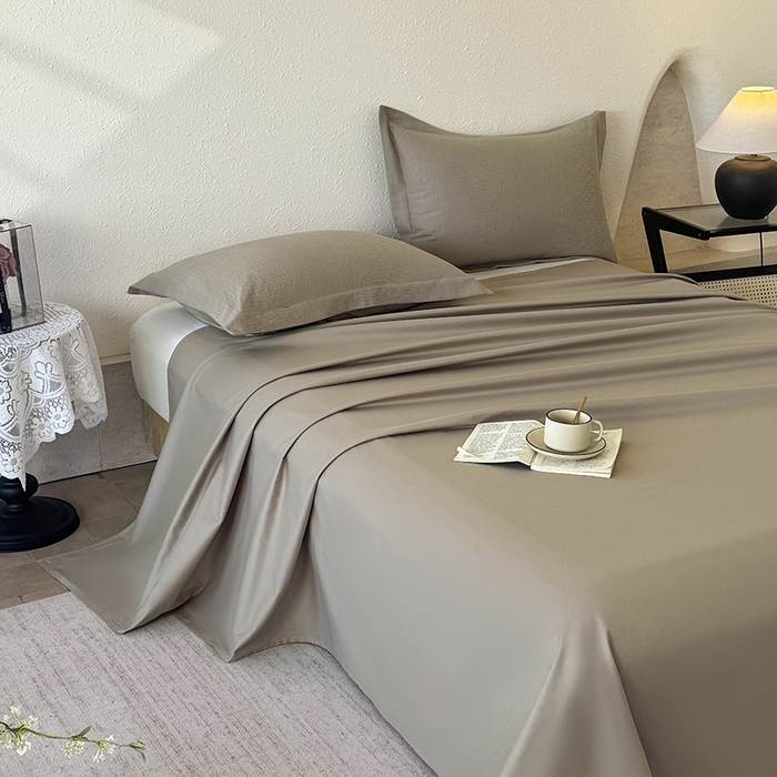 91家纺网 家纺一手货源 找家纺 宜家坊 2026新款全棉60S长绒棉立体厚织提花单床单 金属灰