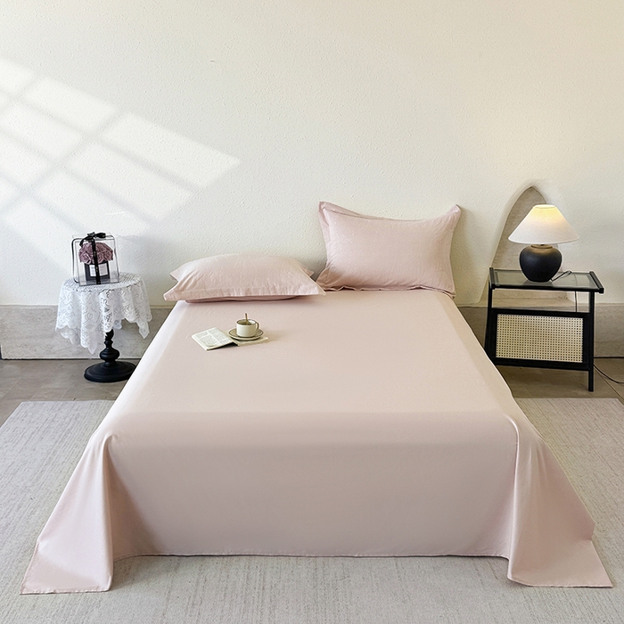 91家纺网 家纺一手货源 找家纺 宜家坊 2026新款全棉60S长绒棉立体厚织提花单床单 唯美粉