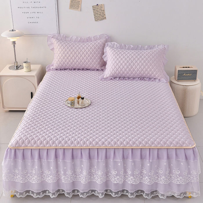 91家纺网 家纺一手货源 找家纺 畅畅家纺 2026新夏季款凉感丝乳胶床裙凉席两件套三件套唯美系列 唯美-云紫