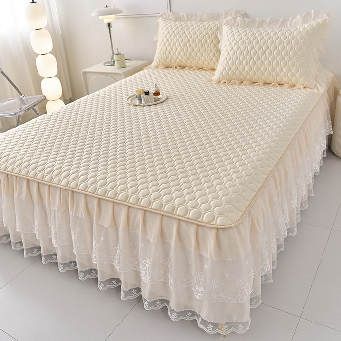 91家纺网 家纺一手货源 找家纺 （总）畅畅家纺 2026新夏季款凉感丝乳胶床裙凉席两件套三件套唯美系列