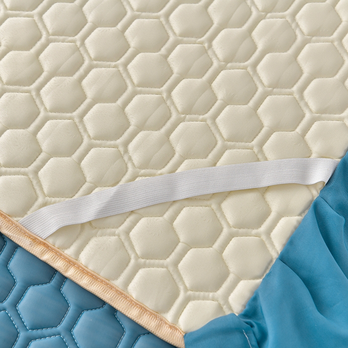 91家纺网 家纺一手货源 找家纺 畅畅家纺 2026新夏季款凉感丝乳胶床裙凉席两件套三件套唯美系列 唯美-海天蓝