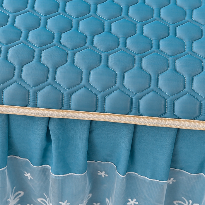 91家纺网 家纺一手货源 找家纺 畅畅家纺 2026新夏季款凉感丝乳胶床裙凉席两件套三件套唯美系列 唯美-海天蓝