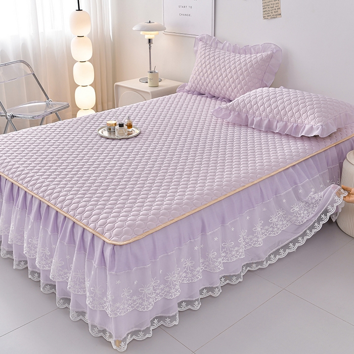 91家纺网 家纺一手货源 找家纺 畅畅家纺 2026新夏季款凉感丝乳胶床裙凉席两件套三件套唯美系列 唯美-云紫