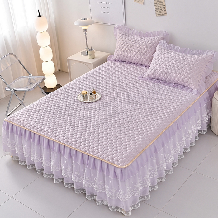 91家纺网 家纺一手货源 找家纺 畅畅家纺 2026新夏季款凉感丝乳胶床裙凉席两件套三件套唯美系列 唯美-云紫