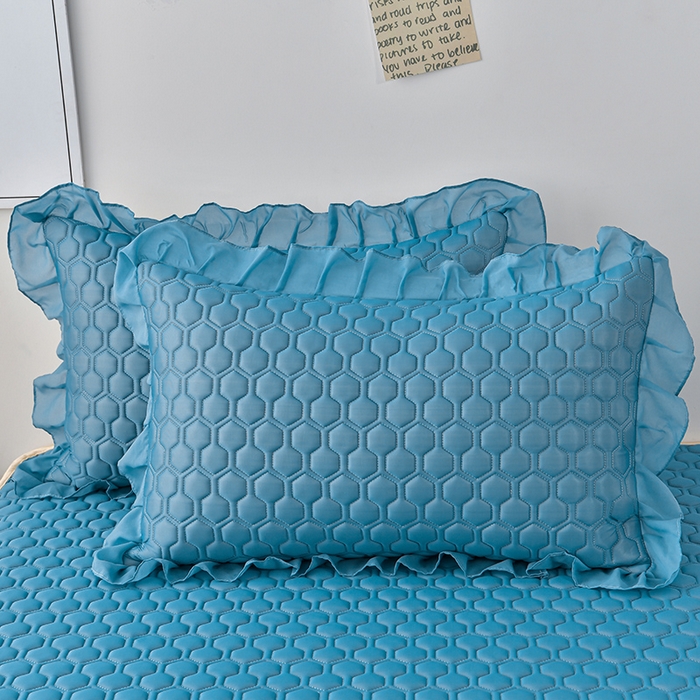 91家纺网 家纺一手货源 找家纺 畅畅家纺 2026新夏季款凉感丝乳胶床裙凉席两件套三件套唯美系列 唯美-海天蓝