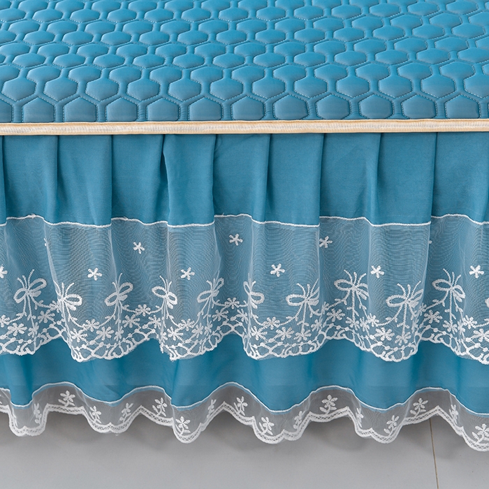 91家纺网 家纺一手货源 找家纺 畅畅家纺 2026新夏季款凉感丝乳胶床裙凉席两件套三件套唯美系列 唯美-海天蓝