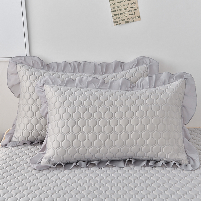 91家纺网 家纺一手货源 找家纺 畅畅家纺 2026新夏季款凉感丝乳胶床裙凉席两件套三件套唯美系列 唯美-经典灰