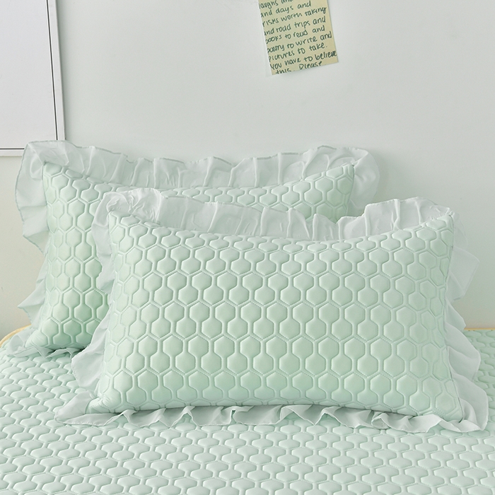 91家纺网 家纺一手货源 找家纺 畅畅家纺 2026新夏季款凉感丝乳胶床裙凉席两件套三件套唯美系列 唯美-青柠绿