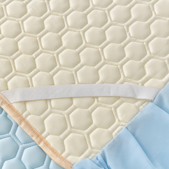 91家纺网 家纺一手货源 找家纺 畅畅家纺 2026新夏季款凉感丝乳胶床裙凉席两件套三件套唯美系列 唯美-天蓝