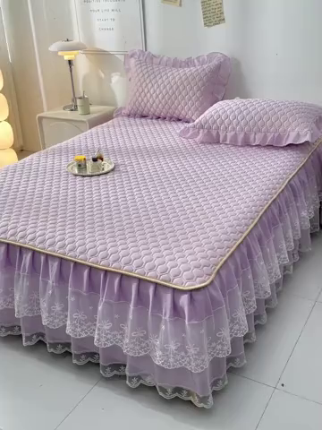 91家纺网 家纺一手货源 找家纺 畅畅家纺 2026新夏季款凉感丝乳胶床裙凉席两件套三件套唯美系列 唯美-云紫