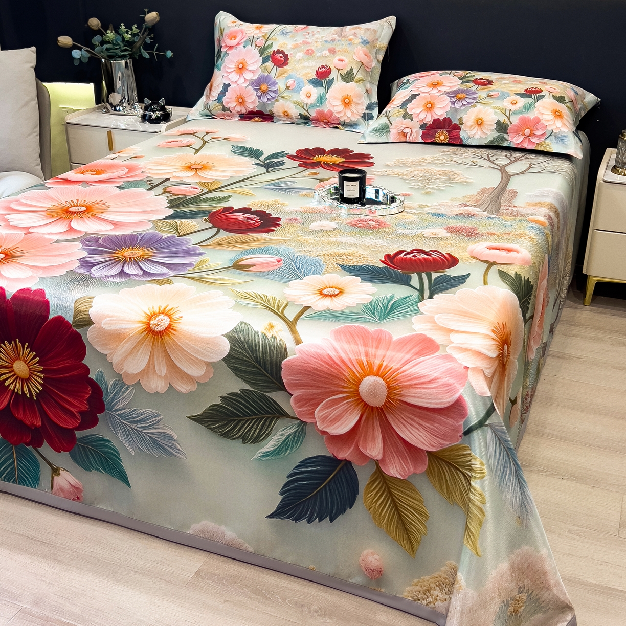 91家纺网 家纺一手货源 找家纺 （总）许林家纺 2026爆款数码印花大版高克重冰丝凉席