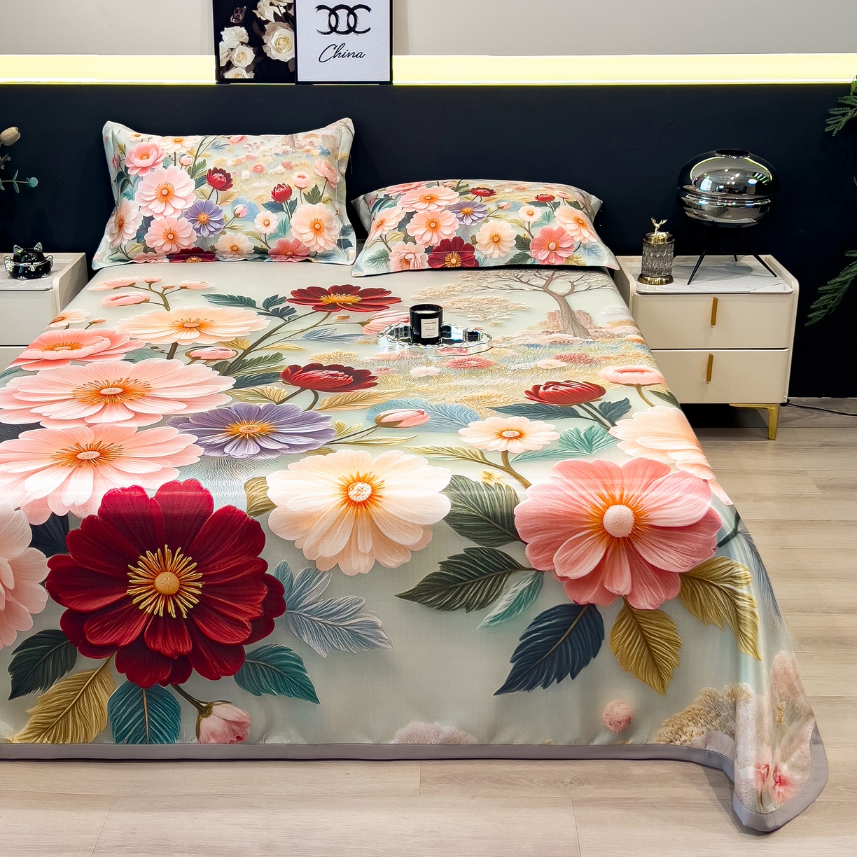 91家纺网 家纺一手货源 找家纺 （总）许林家纺 2026爆款数码印花大版高克重冰丝凉席