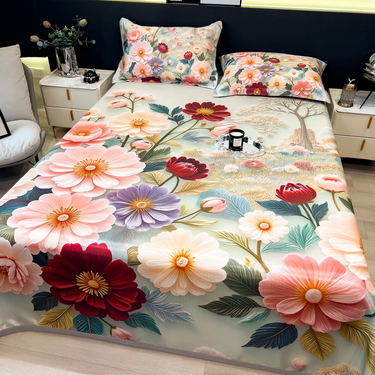 91家纺网 家纺一手货源 找家纺 （总）许林家纺 2026爆款数码印花大版高克重冰丝凉席