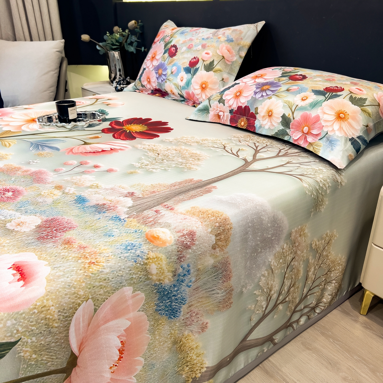 91家纺网 家纺一手货源 找家纺 （总）许林家纺 2026爆款数码印花大版高克重冰丝凉席