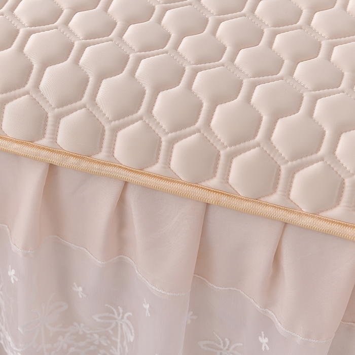 91家纺网 家纺一手货源 找家纺 畅畅家纺 2026新夏季款凉感丝乳胶床裙凉席两件套三件套唯美系列 唯美-淡雅粉