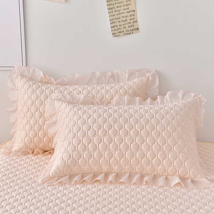 91家纺网 家纺一手货源 找家纺 畅畅家纺 2026新夏季款凉感丝乳胶床裙凉席两件套三件套唯美系列 唯美-淡雅粉