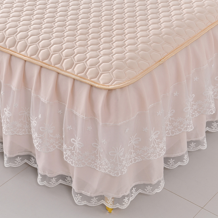 91家纺网 家纺一手货源 找家纺 畅畅家纺 2026新夏季款凉感丝乳胶床裙凉席两件套三件套唯美系列 唯美-淡雅粉