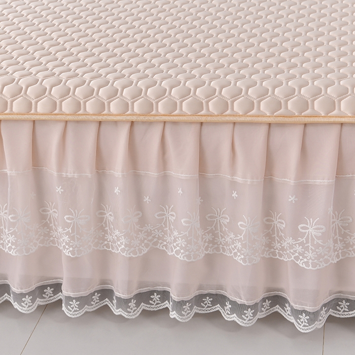 91家纺网 家纺一手货源 找家纺 畅畅家纺 2026新夏季款凉感丝乳胶床裙凉席两件套三件套唯美系列 唯美-淡雅粉