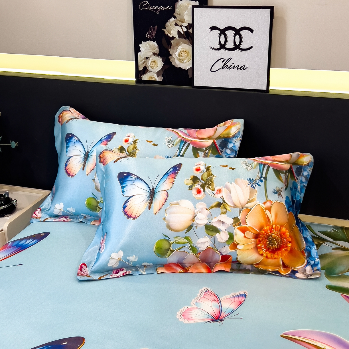 91家纺网 家纺一手货源 找家纺 许林家纺 2026爆款数码印花大版高克重冰丝凉席 绿野晴风