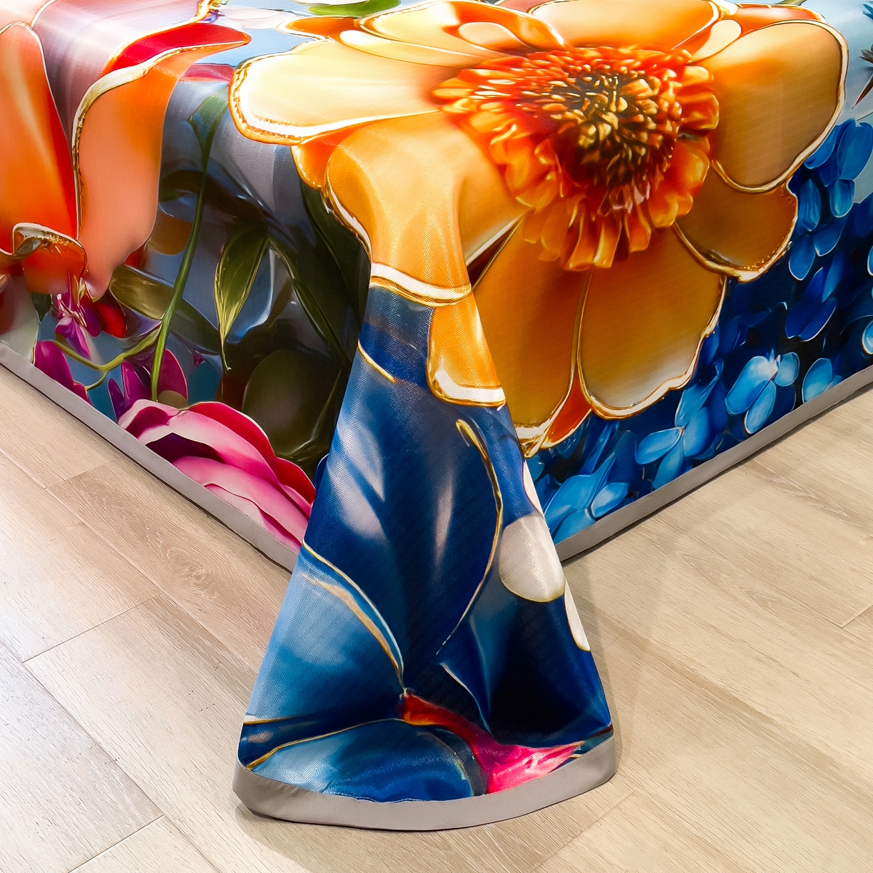 91家纺网 家纺一手货源 找家纺 许林家纺 2026爆款数码印花大版高克重冰丝凉席 绿野晴风