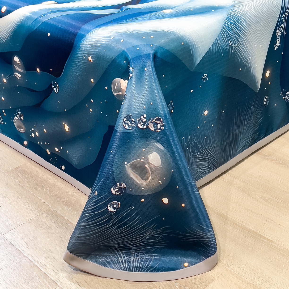 91家纺网 家纺一手货源 找家纺 许林家纺 2026爆款数码印花大版高克重冰丝凉席 星空幻想