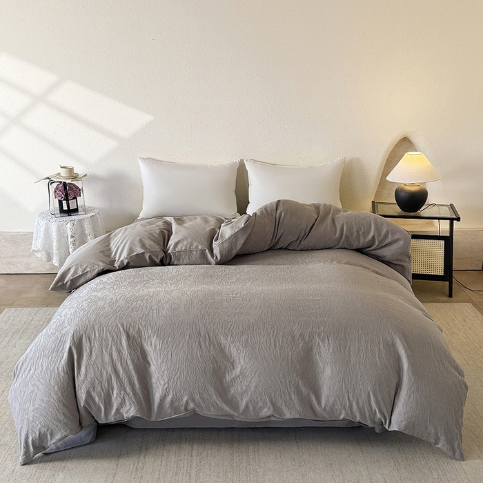 宜家坊 2026新款全棉60S长绒棉立体厚织提花单被套 克拉拉-太空灰