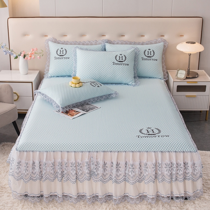 91家纺网 家纺一手货源 找家纺 （总）优姿家纺 2025新款500克冰豆豆床裙凉席三件套