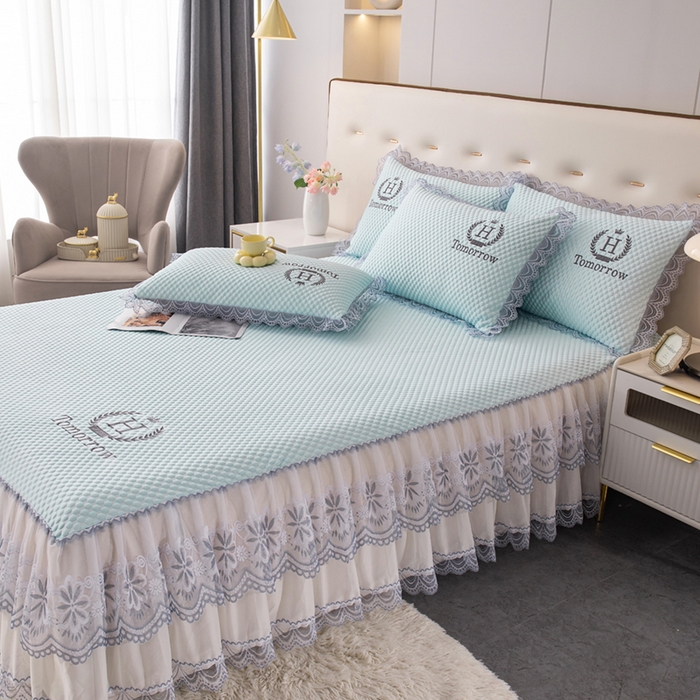 91家纺网 家纺一手货源 找家纺 （总）优姿家纺 2025新款500克冰豆豆床裙凉席三件套