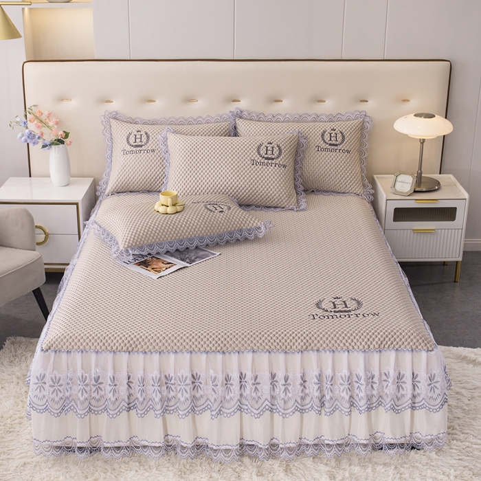 91家纺网 家纺一手货源 找家纺 （总）优姿家纺 2025新款500克冰豆豆床裙凉席三件套