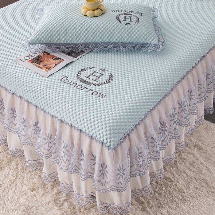 91家纺网 家纺一手货源 找家纺 （总）优姿家纺 2025新款500克冰豆豆床裙凉席三件套