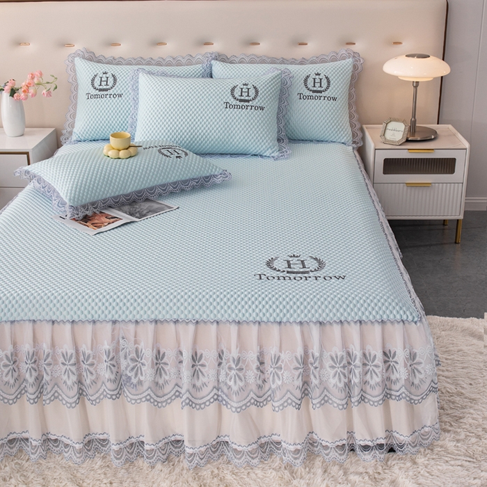 91家纺网 家纺一手货源 找家纺 （总）优姿家纺 2025新款500克冰豆豆床裙凉席三件套