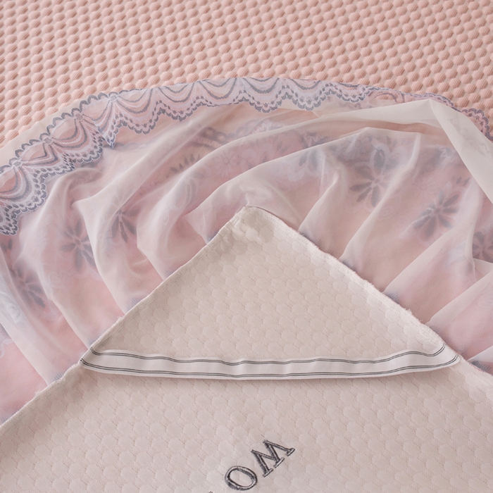 91家纺网 家纺一手货源 找家纺 优姿家纺 2025新款500克冰豆豆床裙凉席三件套 公主粉