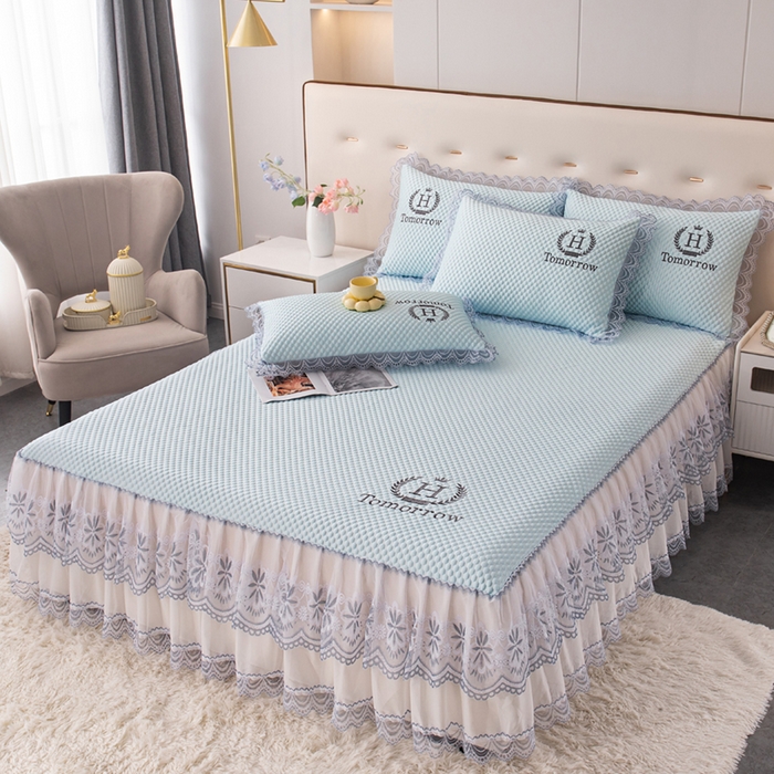 91家纺网 家纺一手货源 找家纺 （总）优姿家纺 2025新款500克冰豆豆床裙凉席三件套