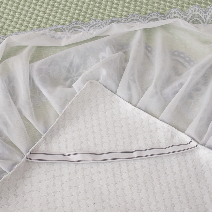 91家纺网 家纺一手货源 找家纺 优姿家纺 2025新款500克冰豆豆床裙凉席三件套 青草绿